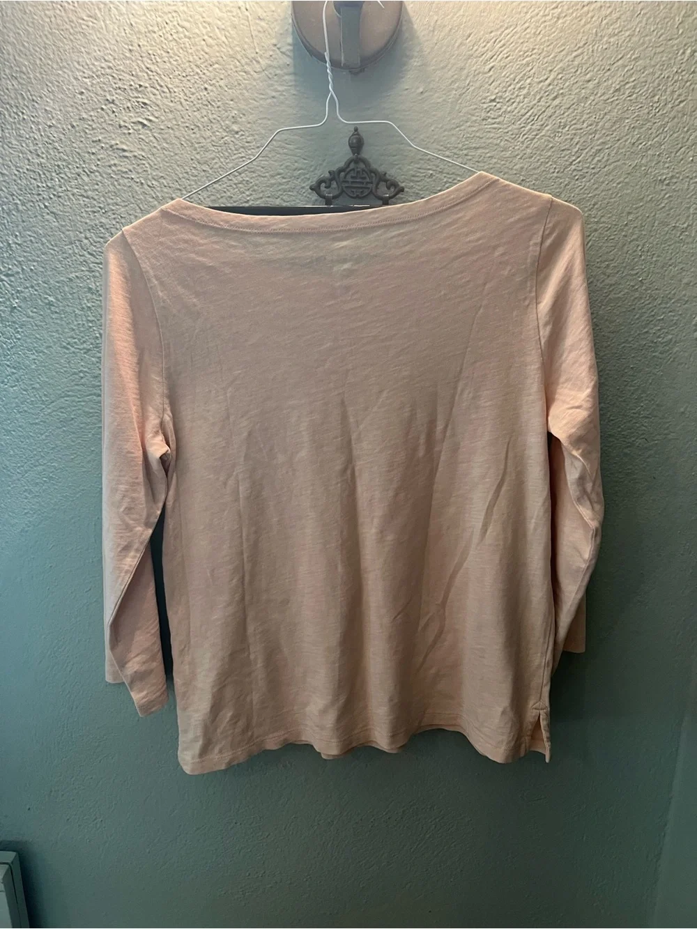 J. Crew Light Peach Three-Quarter Sleeve Crewneck Top